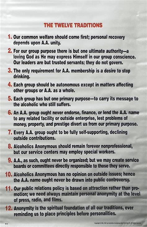 Al anon 12 steps and 12 traditions pdf - SMF-131 Traditions Checklist from the A.A. Grapevine. These questions were originally published in the AA Grapevine. While they were originally intended primarily for individual use, many AA groups have since used them as a basis for wider discussion. View PDF.